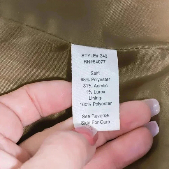 Cabi Size Small brown/white carpet fringe neck pockets gold sparkle thread lined - Picture 15 of 16